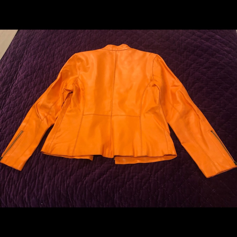 a.m.i. Leather Moto Jacket - slick orange leather!